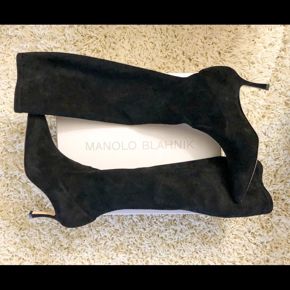 Manolo Blahnik Pascalare Boot in Black Suede